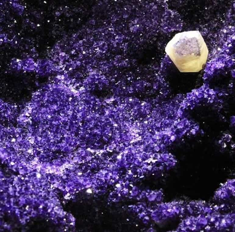 amethyst geode with calcite crystal