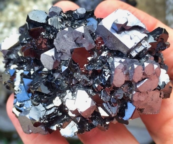 black crystals and minerals