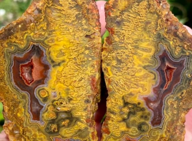 plume agate slabs