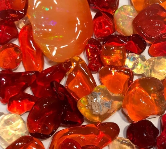 polished fire opal