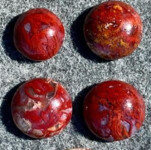 red plume agate cabochons
