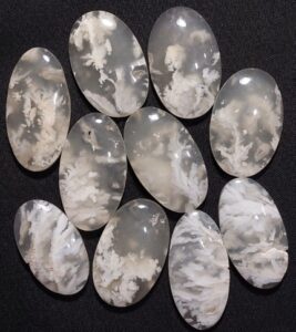 white plume agate cabochons