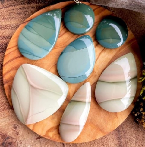 Blue Imperial Jasper cabochons