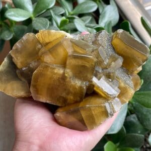 yellow barite crystal cluster